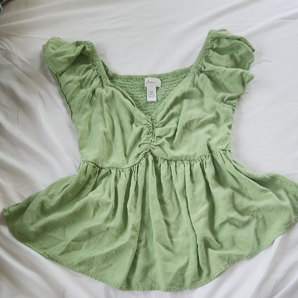 Green Ruffle Top